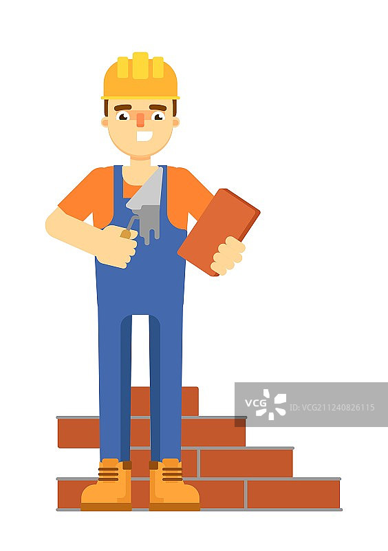 穿制服的瓦工，白色背景图片素材