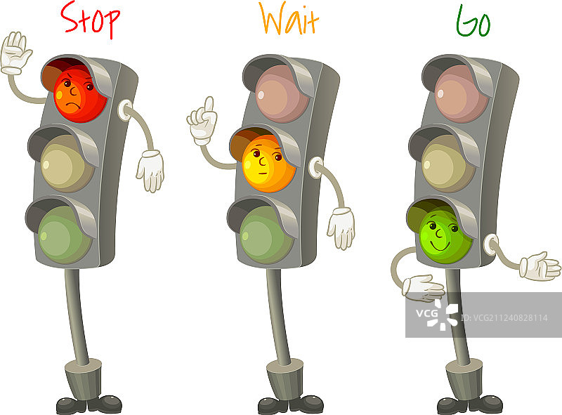 白色背景上的交通信号灯图片素材