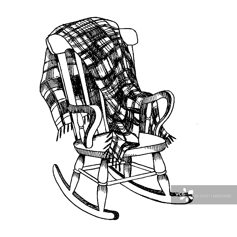 摇椅和格子花纹雕刻图片素材