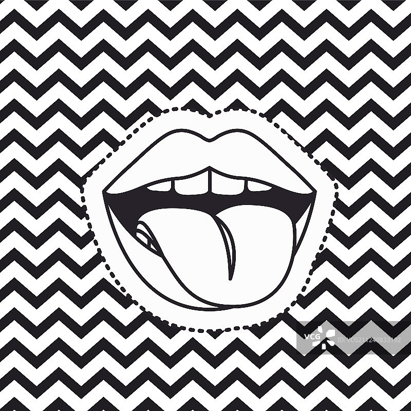 波普艺术风格的嘴和舌头贴纸图片素材