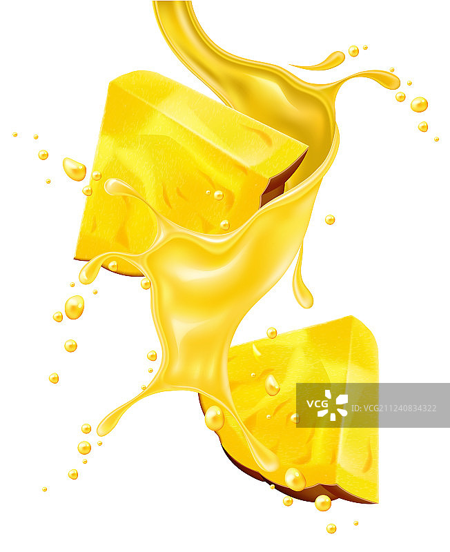 菠萝汁飞溅切片图片素材