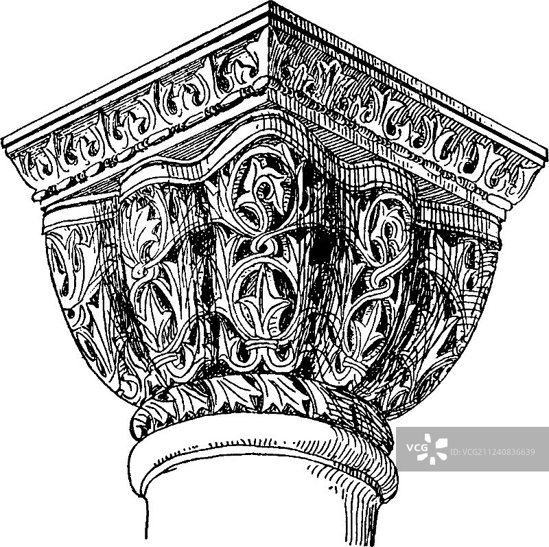 古典雕刻柱帽图片素材