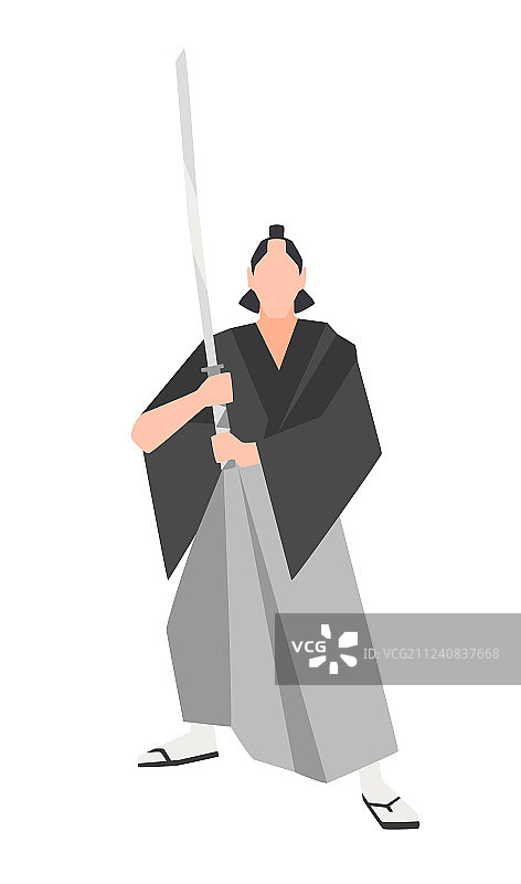白色背景下的武士图片素材