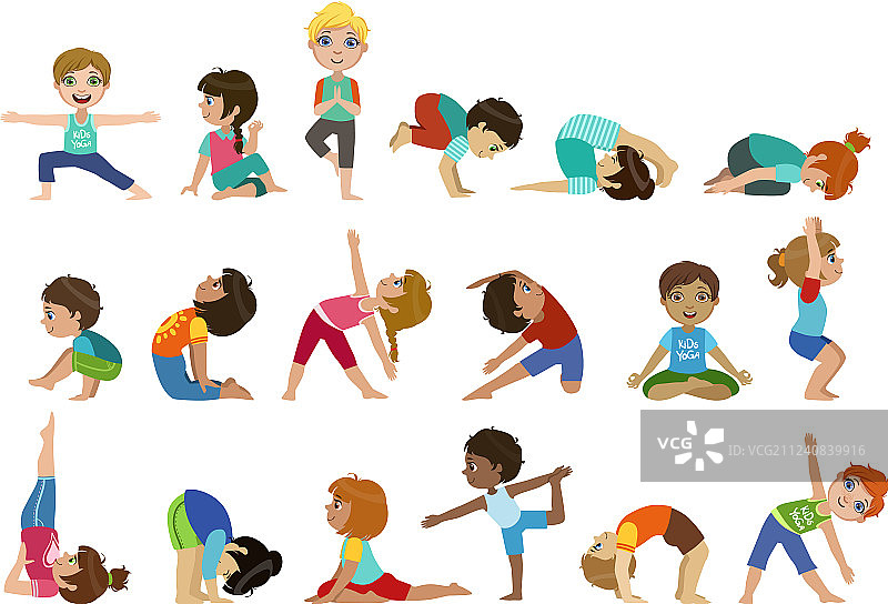 做瑜伽的小女孩们图片素材