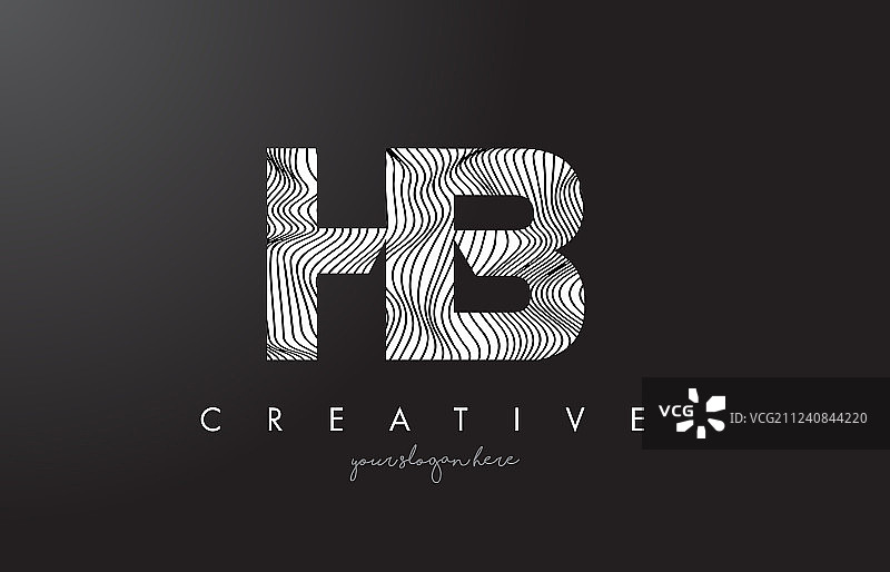 带有斑马纹理的HB字母标志图片素材
