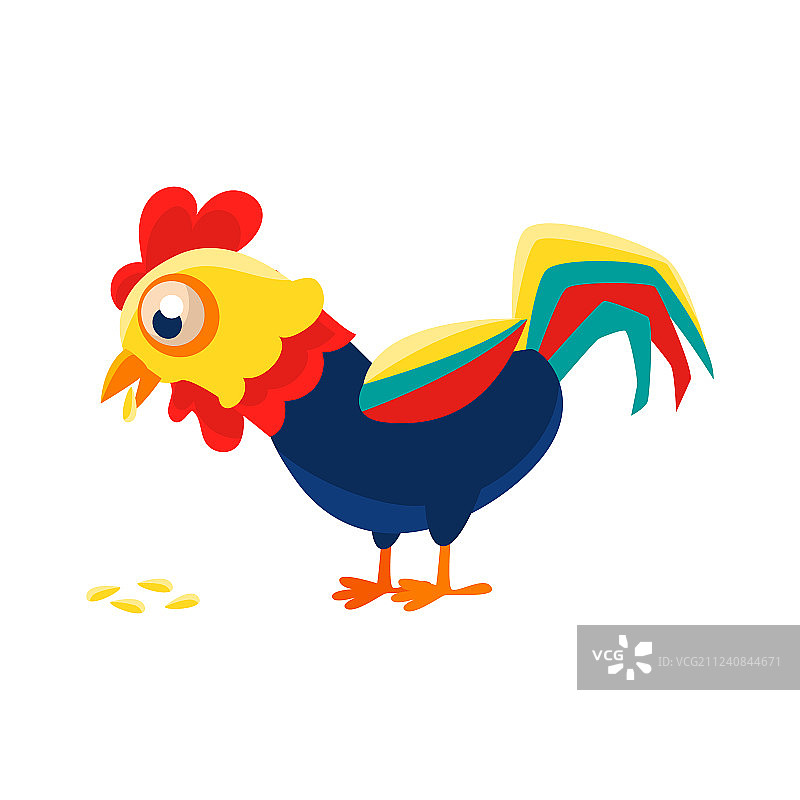 吃种子的卡通公鸡图片素材