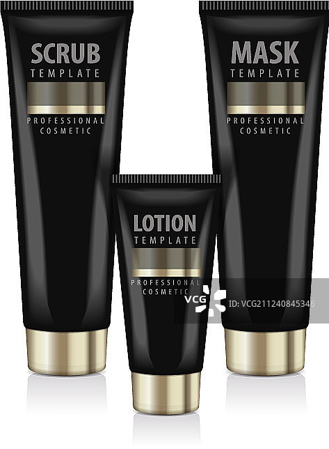 逼真风格的金色盖黑色化妆品瓶图片素材
