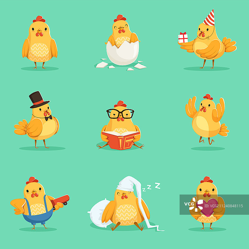 不同表情的小黄鸡图片素材