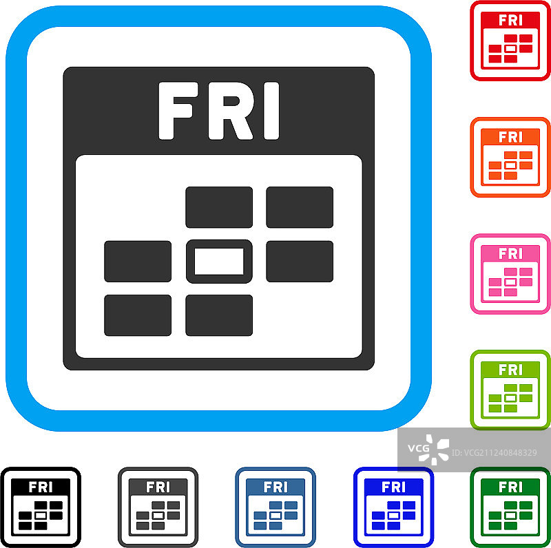 星期五日历网格框架图标图片素材