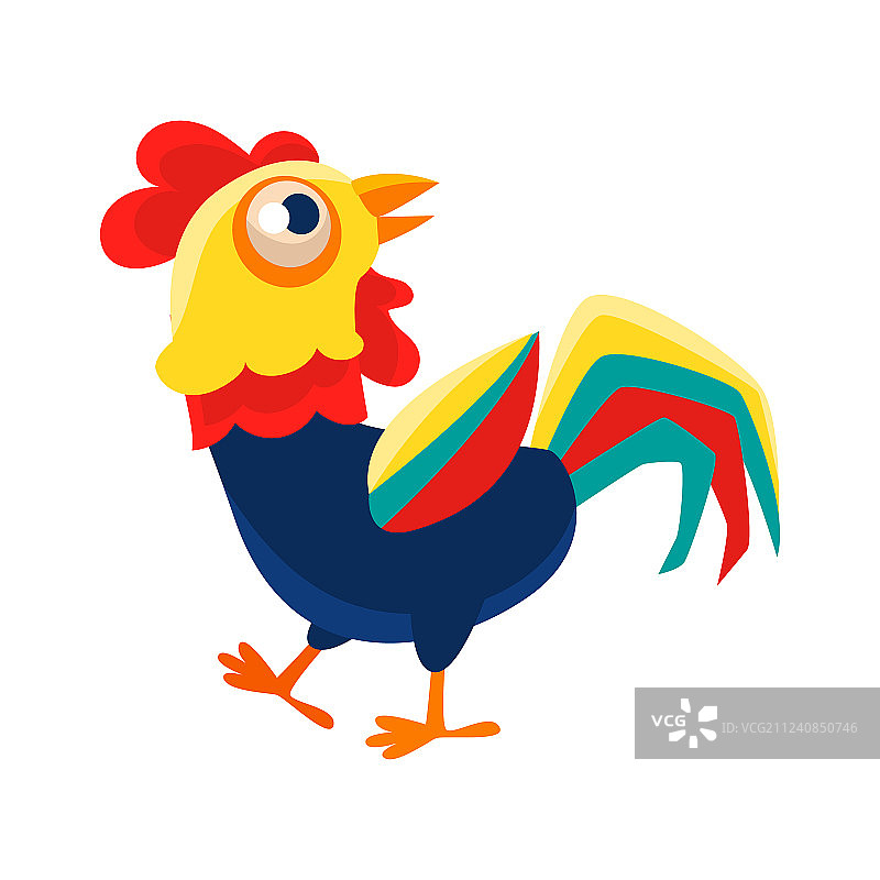 卡通公鸡角色走动图片素材
