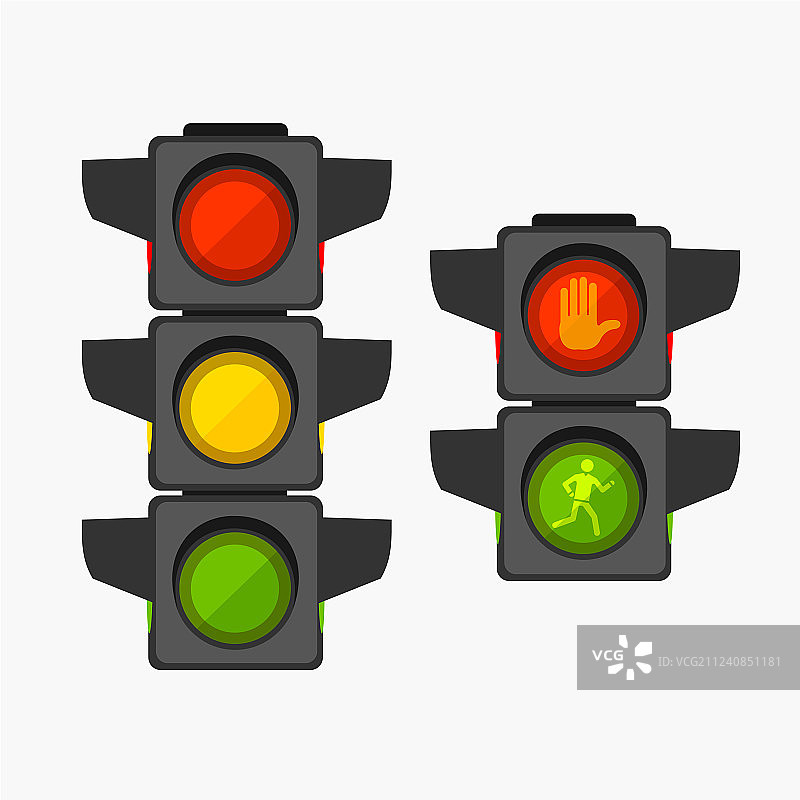 卡通交通信号灯不同类型合集图片素材