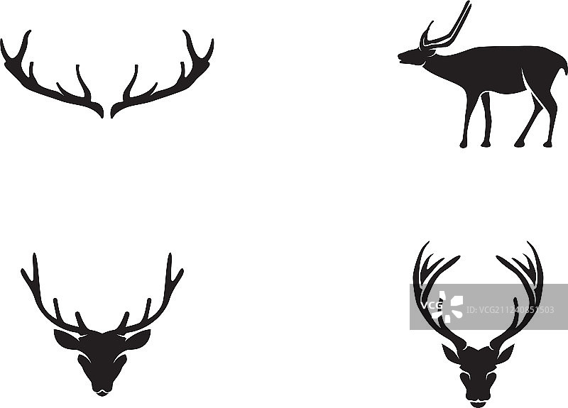 黑色剪影鹿头动物标志图片素材