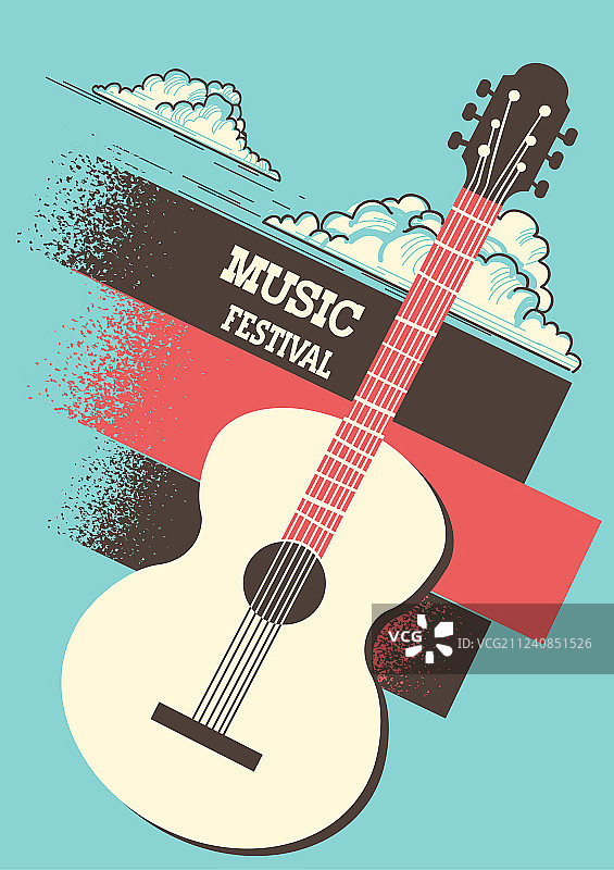 带原声吉他的音乐海报背景图片素材
