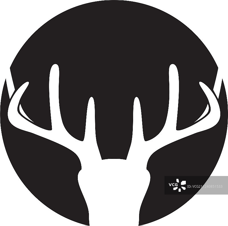 黑色剪影鹿头动物标志图片素材