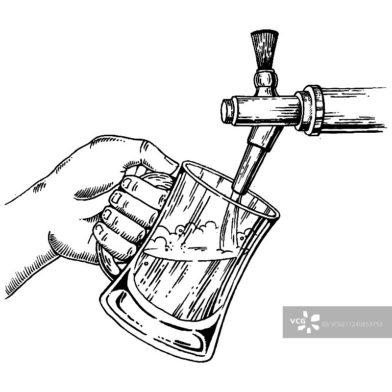 啤酒龙头倒啤酒雕刻图片素材