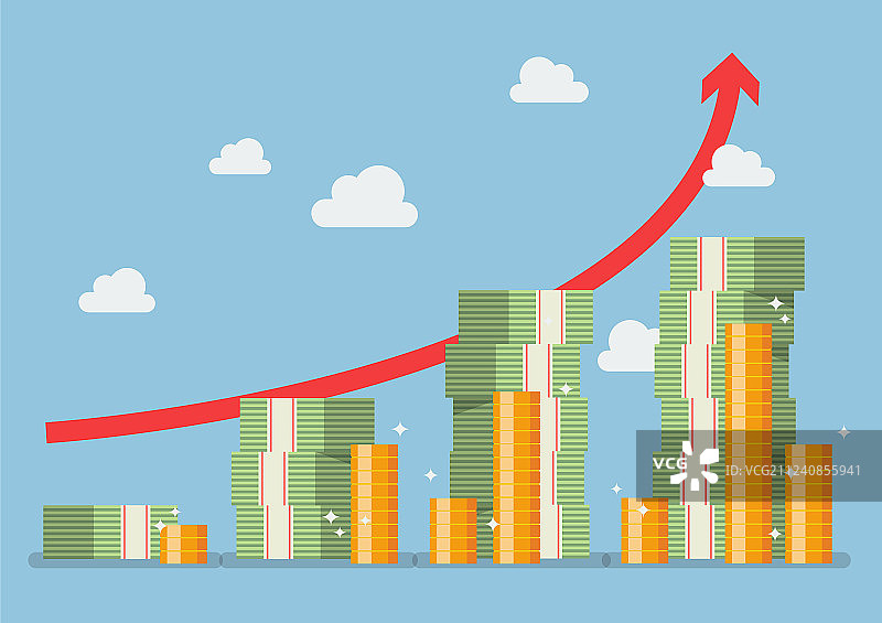 带有红色箭头的退休金计划图片素材