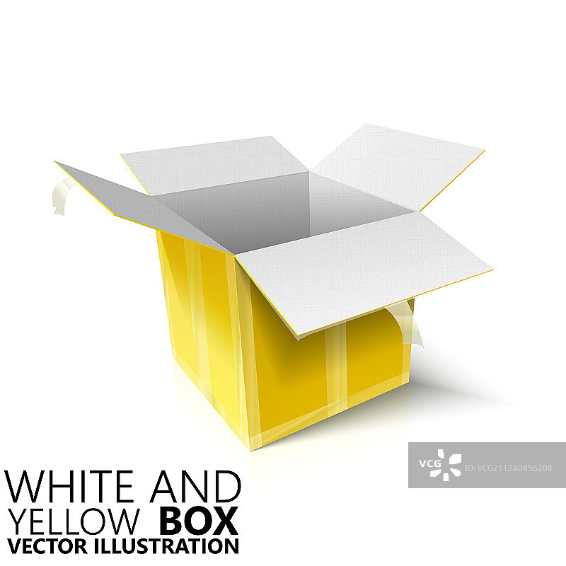 白色黄色3D打开的盒子图片素材