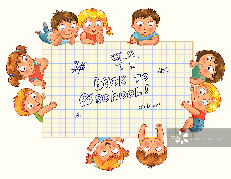 可爱的小孩子们展示空白练习本图片素材