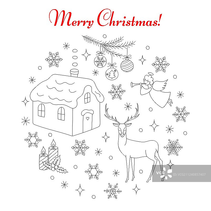 圣诞节和新年节日图标集图片素材