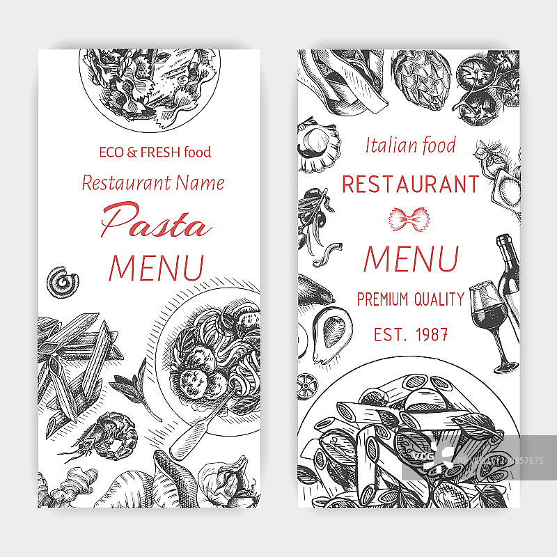 意大利面菜单草图图片素材