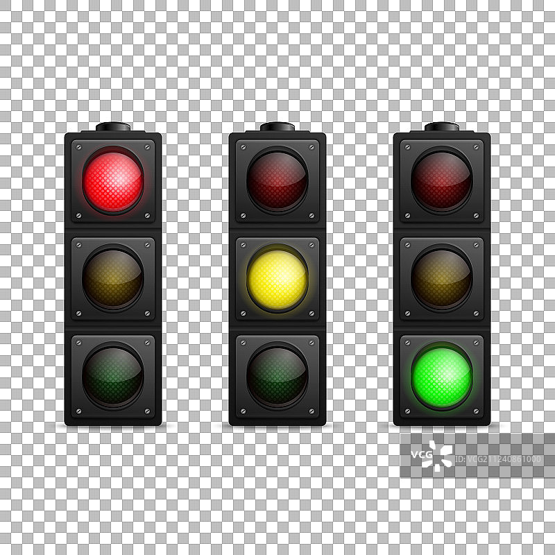 逼真的交通信号灯LED灯组图片素材
