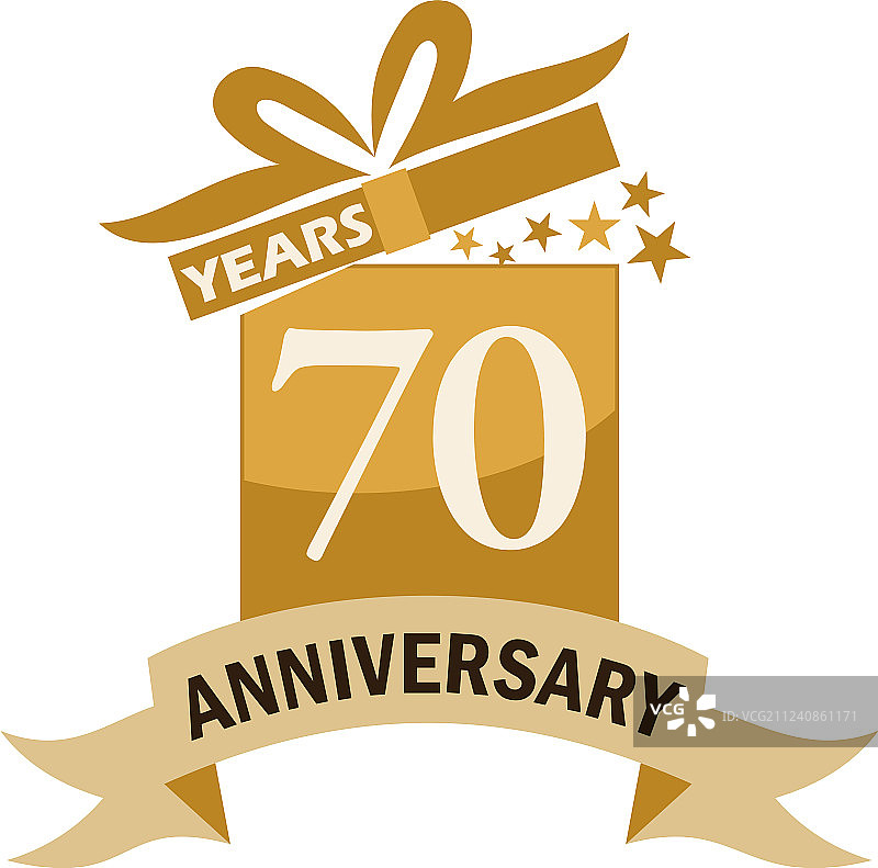 70周年礼品盒彩带图片素材