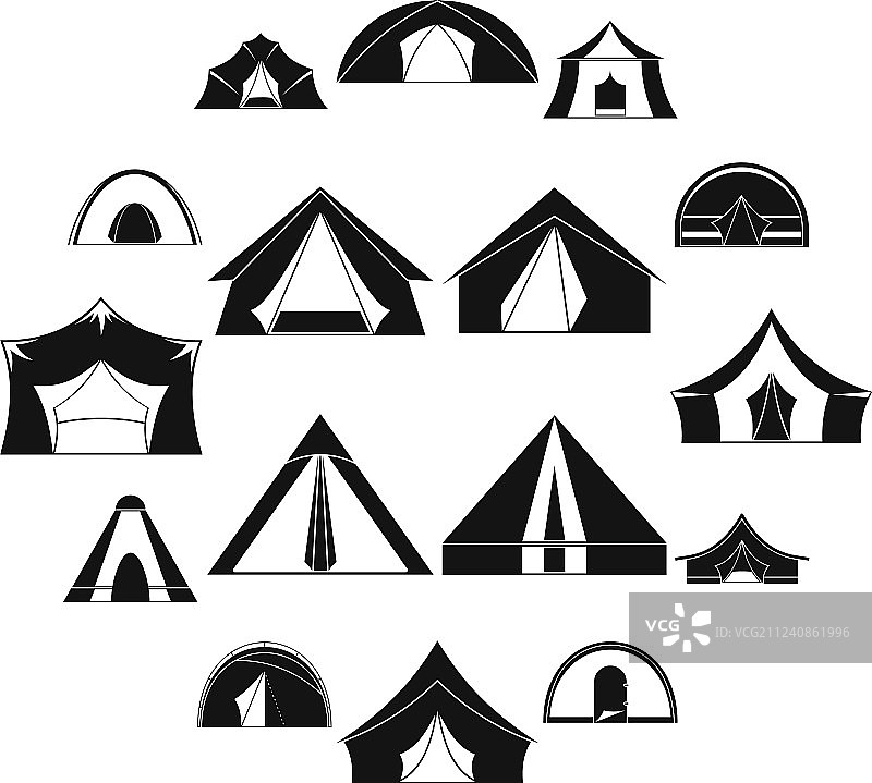帐篷形状图标集简约风格图片素材