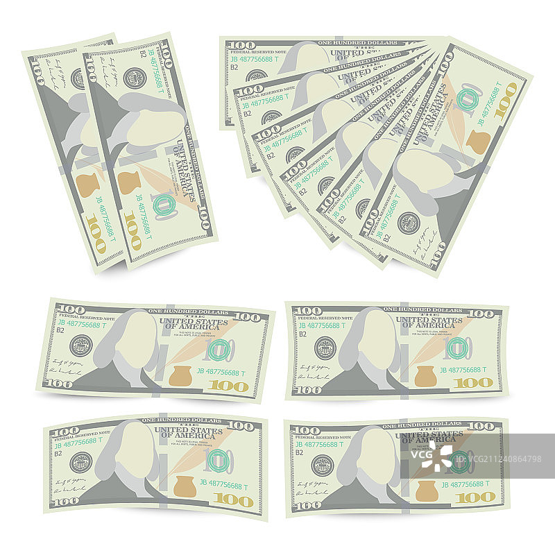 100美元纸币叠加图片素材