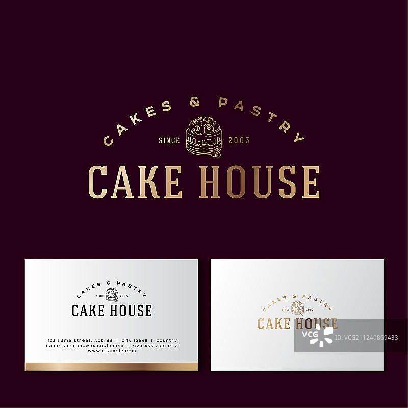 蛋糕糕点金色烘焙名片标志图片素材