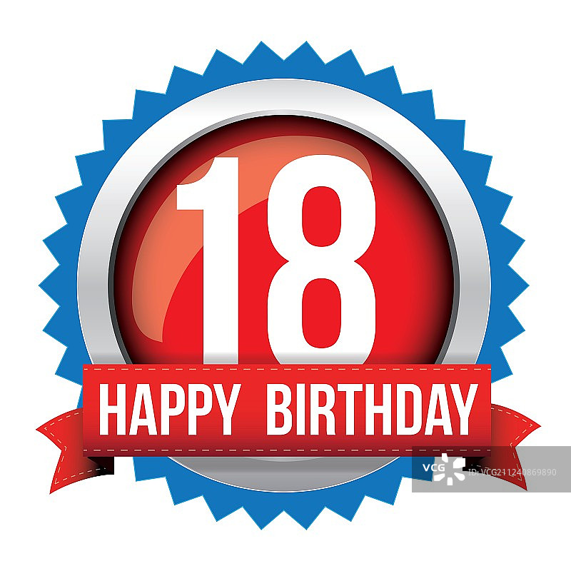 18周年生日快乐徽章缎带图片素材