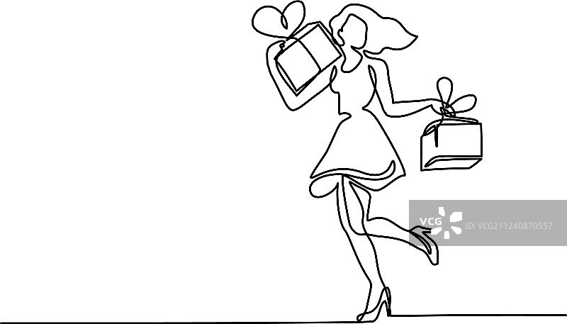 手捧礼品盒的漂亮女人图片素材