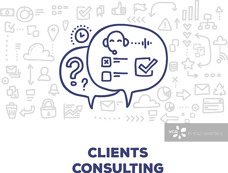 带有线条图标的大型对话气泡创意图片素材