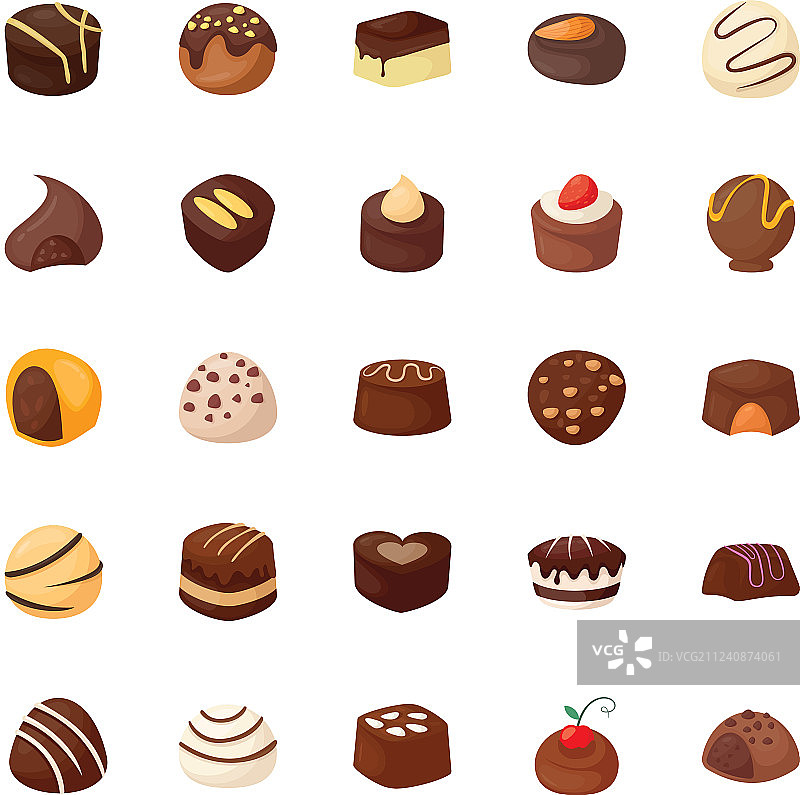 什锦巧克力图标组合图片素材