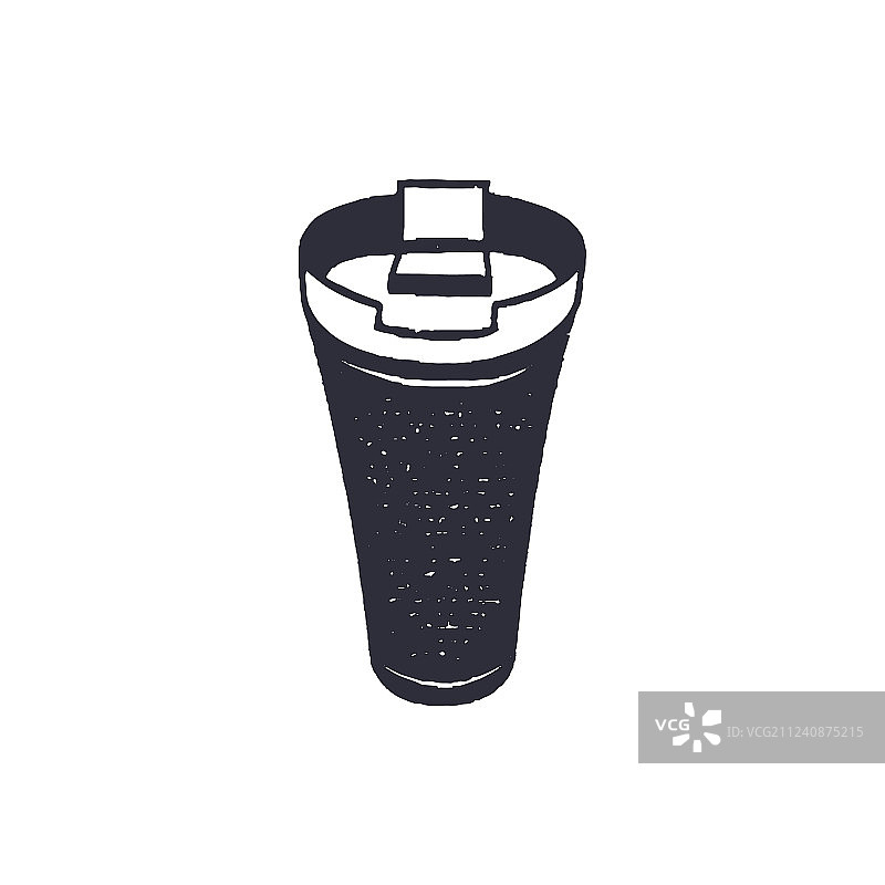 单色保温杯复古手绘图标图片素材