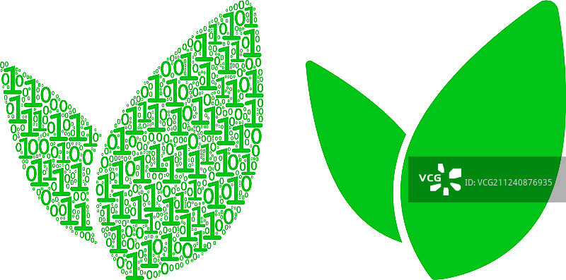 二进制数字花卉萌芽马赛克图片素材