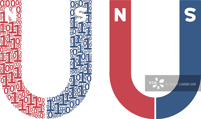二进制数字马蹄铁磁铁镶嵌图案图片素材