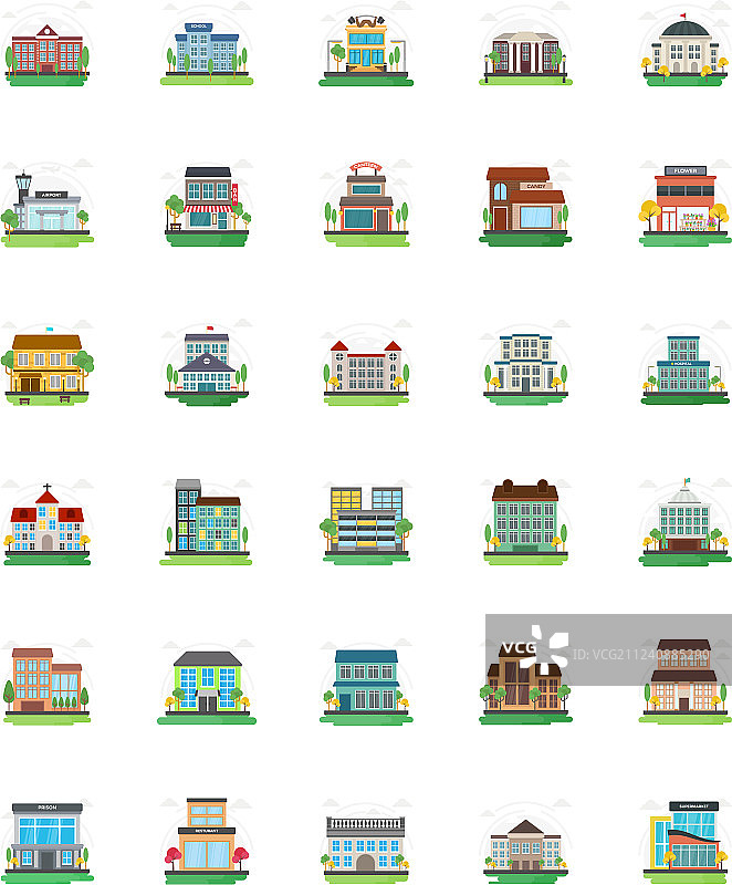 城市建筑图标合集图片素材
