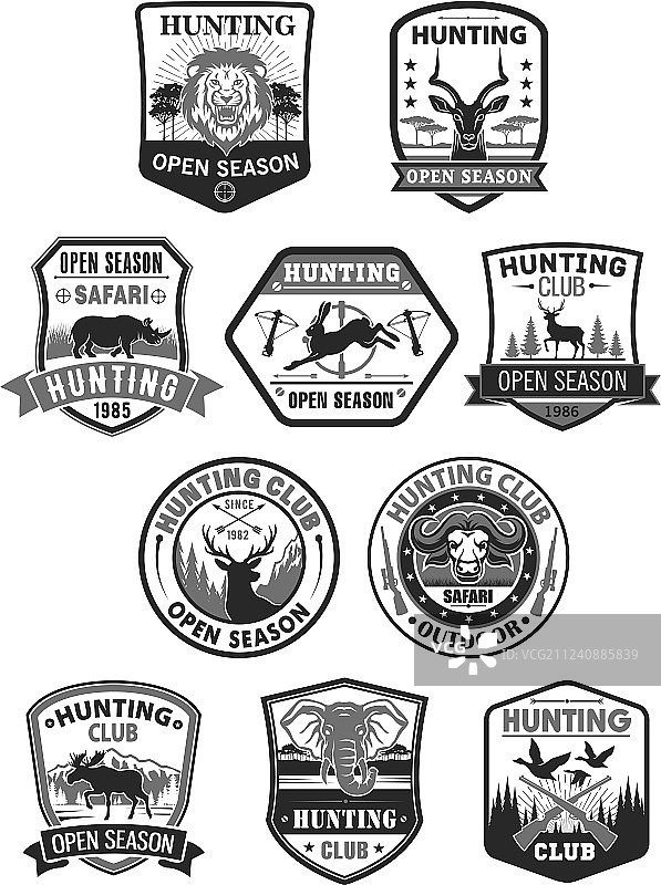 狩猎俱乐部或狩猎季开放图标合集图片素材