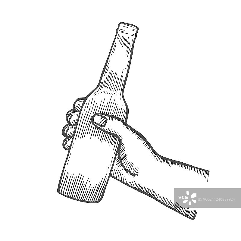 男人手持开启的啤酒瓶碰杯图片素材