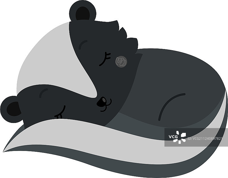 可爱的卡通睡着的臭鼬图片素材