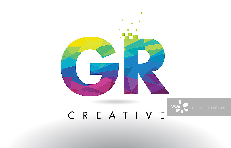 彩色字母折纸三角形设计图片素材