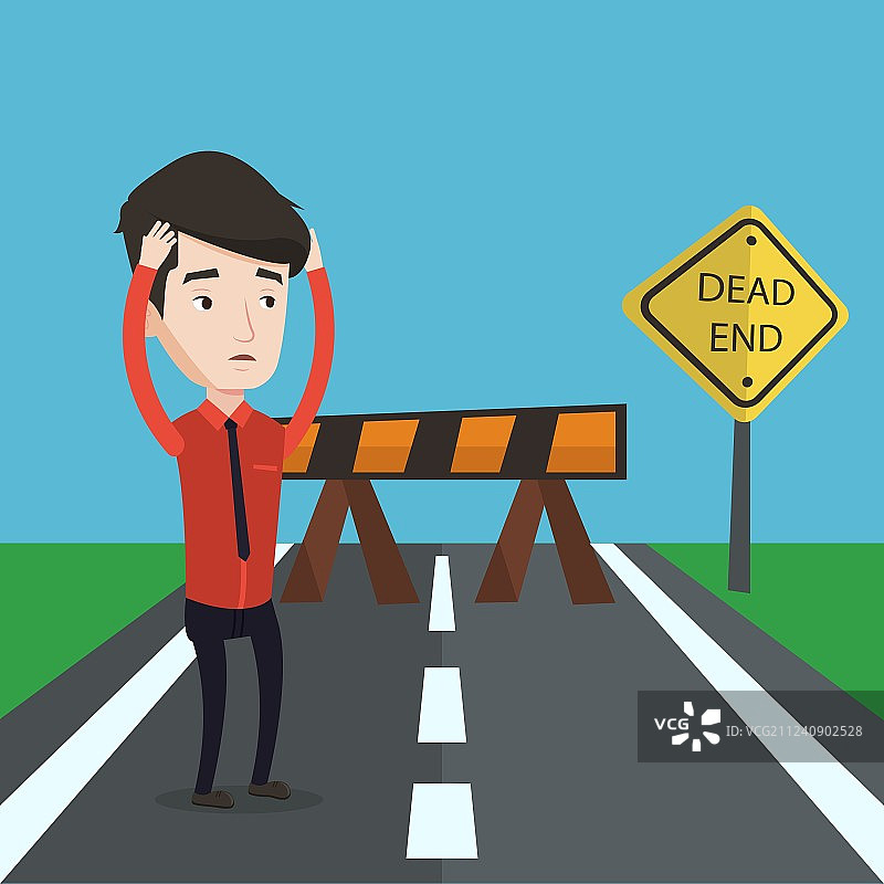 商人看着死胡同路标图片素材