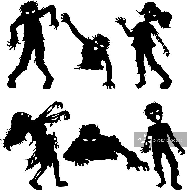 僵尸男女黑色剪影合集图片素材