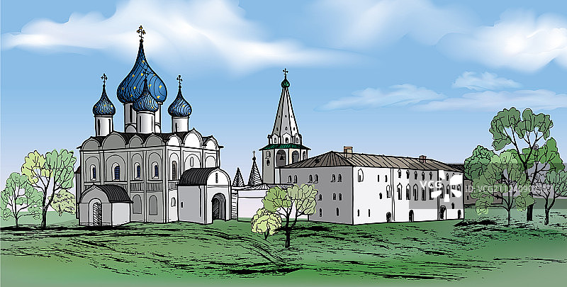 俄罗斯苏兹达尔市克里姆林宫景观图片素材