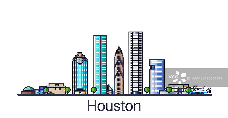 扁平风格线条休斯顿banner图片素材