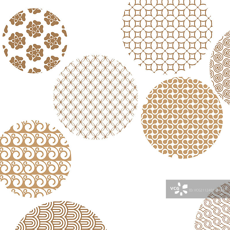 白色背景上的金色圆形几何图案图片素材