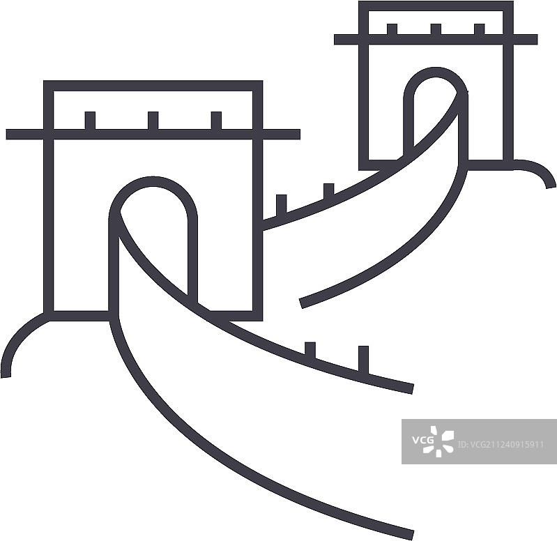 长城线性图标符号图片素材