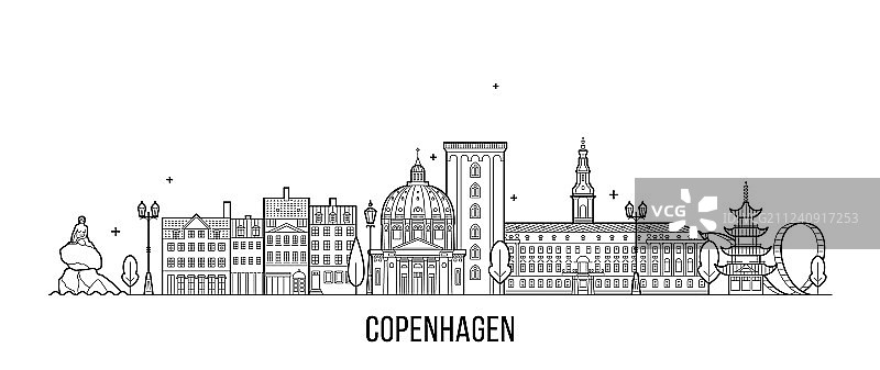 丹麦哥本哈根城市天际线风格图片素材