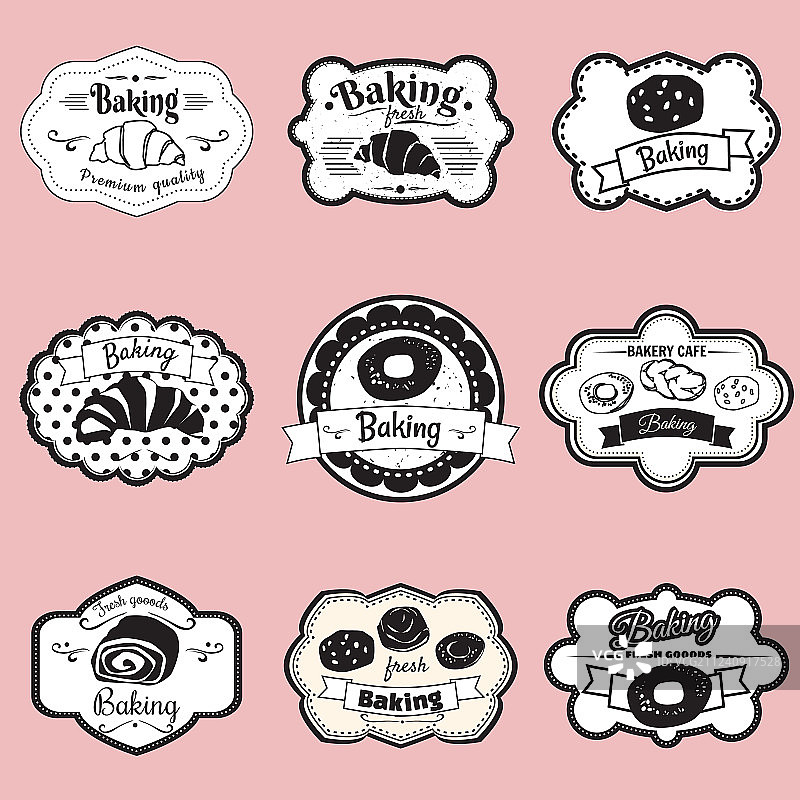 糕点、羊角面包和面包框架图片素材