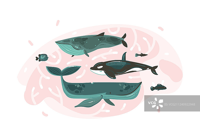 手绘抽象卡通夏季图案图片素材